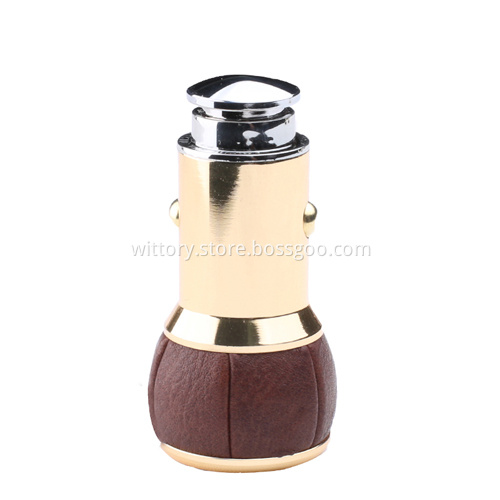 Handcraft leather smart car charger 5V2.4A